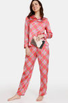 Zivame Modern Love Woven Pyjama Set - Fuchsia Fedora — thumbnail 4